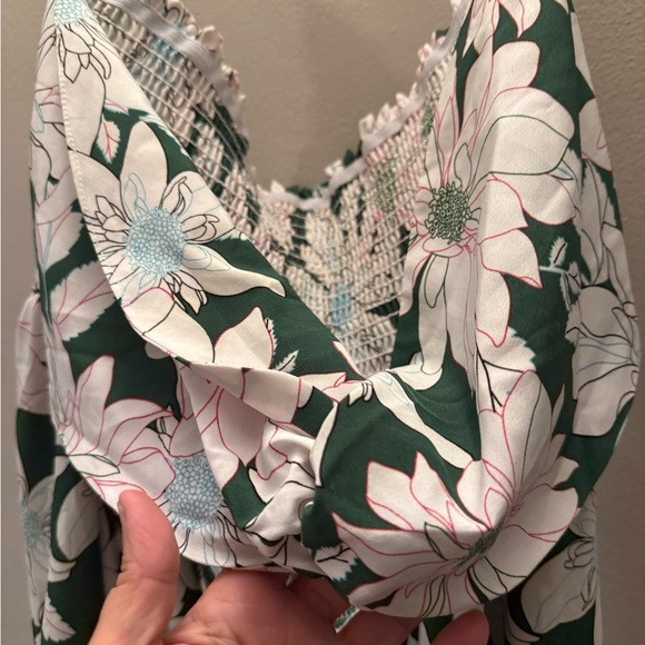 Floral Green and White Women's Dress - Picture 4 of 6
